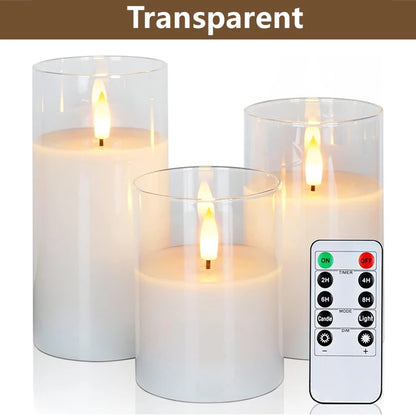 3 PCS Three Color Flameless LED Candle Light Creative Wishing Decorative Column Candle Fake Plastic Battery Powered Home Wedding